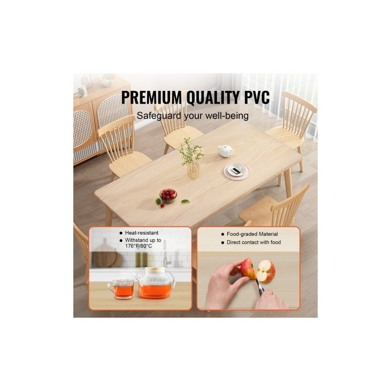 PVC-pöydänsuoja läpinäkyvä 613 x 922 mm 1,5 mm paksu ruokapöydälle