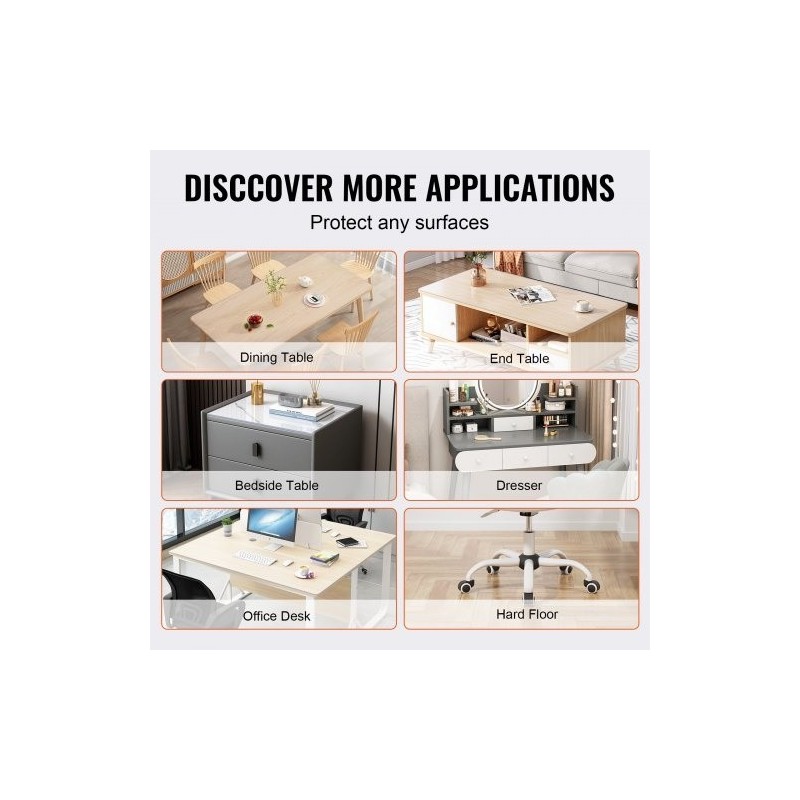 PVC-pöydänsuoja läpinäkyvä 613 x 922 mm 1,5 mm paksu ruokapöydälle