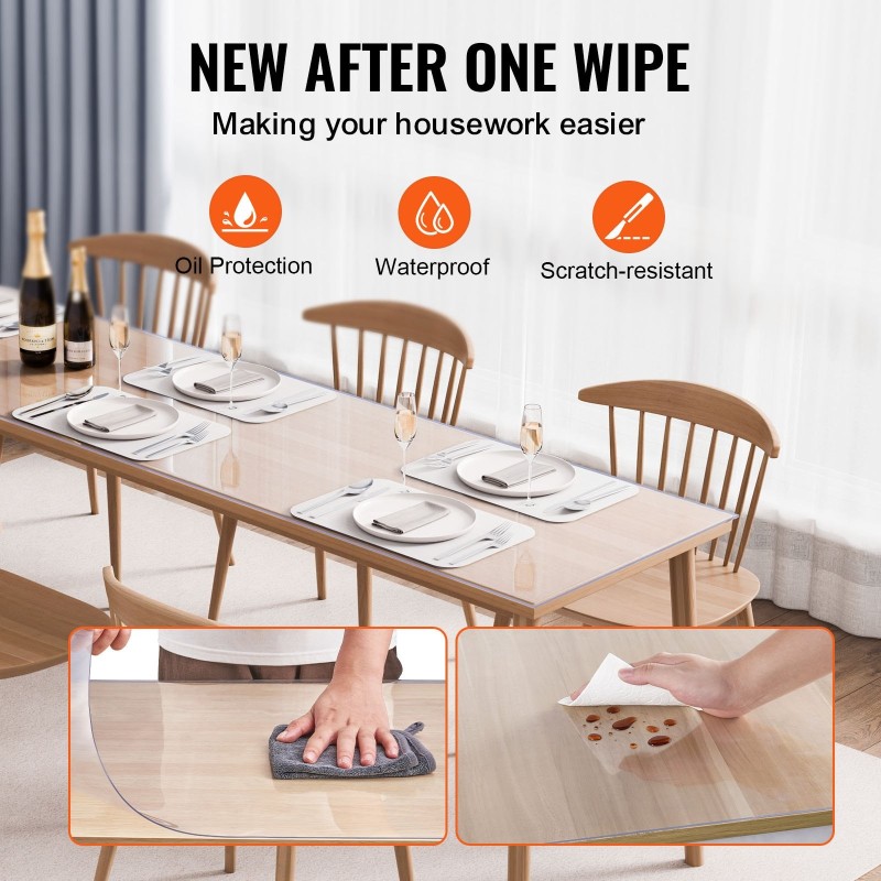 Pöydänsuoja PVC-muovinen läpinäkyvä 1,5 mm paksu 1067 x 2438 mm suorakulmainen