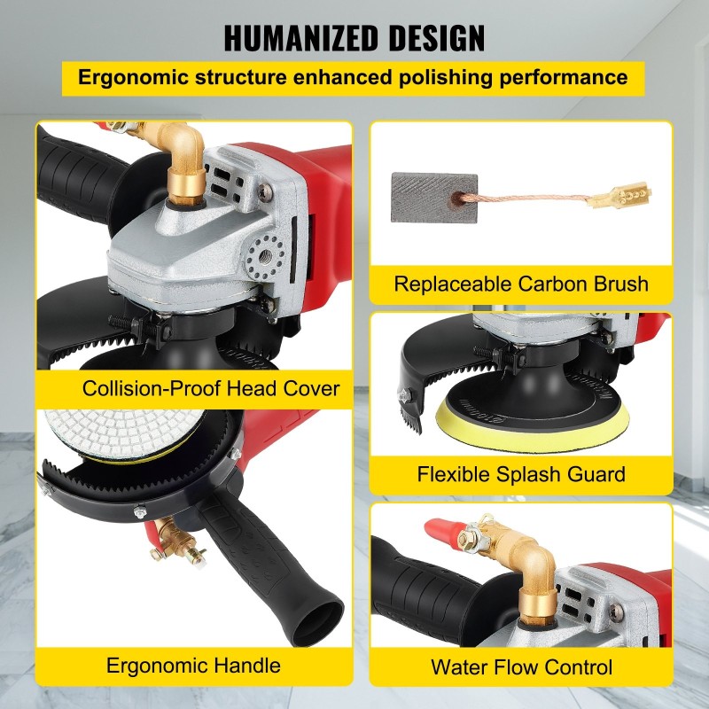 Märkäkivihiomakone 860W alumiini kuusiportainen nopeudensäätö 4 ja 5 tuuman laikat 8 kpl