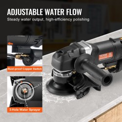 Märkäkiillotuskone 800 W 6-portainen nopeussäätö 7 kiillotuslaikkaa marmorille graniitille betonille laatoille