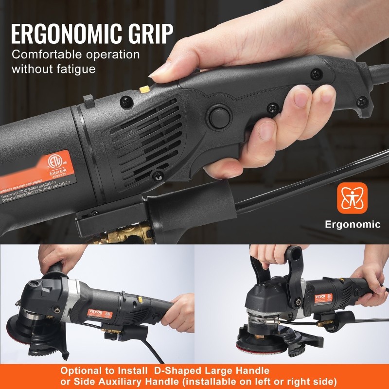 Märkäkiillotuskone 800 W 6-portainen nopeussäätö 7 kiillotuslaikkaa marmorille graniitille betonille laatoille