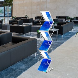 Taitettava lehtiteline alumiinirunko kuusi A4-kokoista muovitaskua kantolaukku