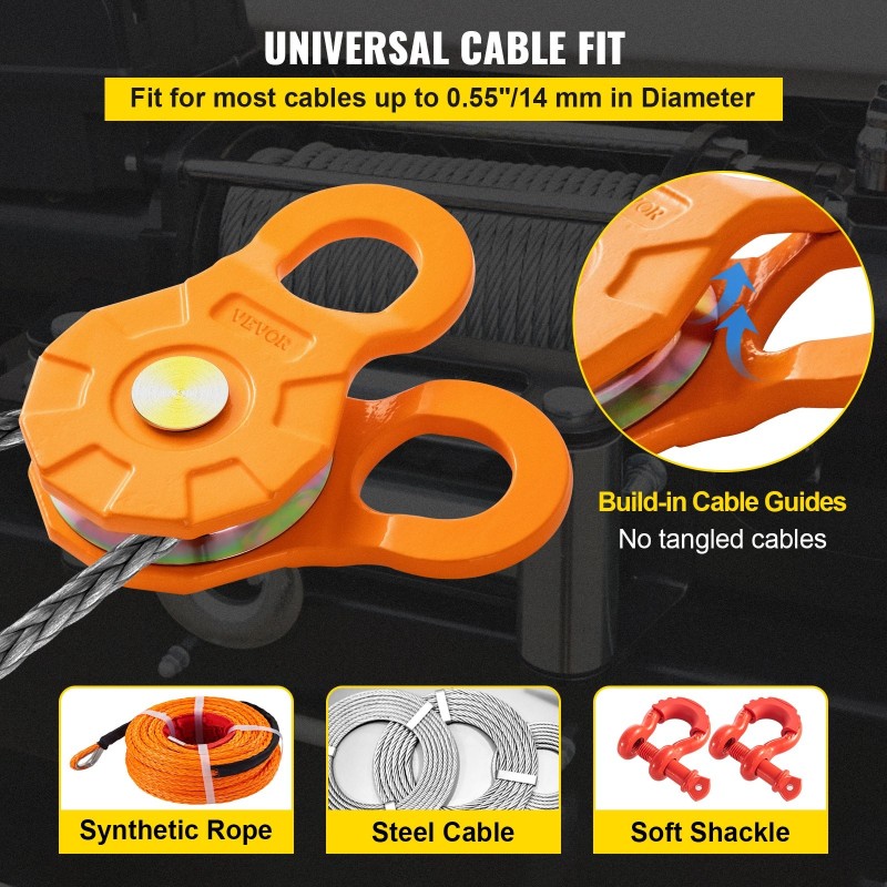 Taljapyörä hiiliteräs 11 t työkuorma 2 kpl vaijerille ja köydelle