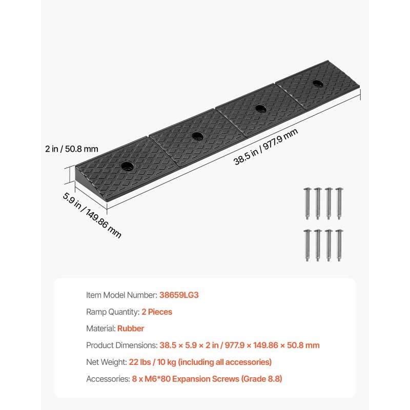 Kuminen kynnyssilta 2 kpl 50,8 mm nostokorkeus 15 t kantavuus pyörätuoleille