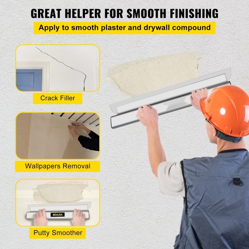 Tasoitusterä kipsilevyille 100 cm ruostumaton teräs 0,5 mm alumiinikahva 1 kpl