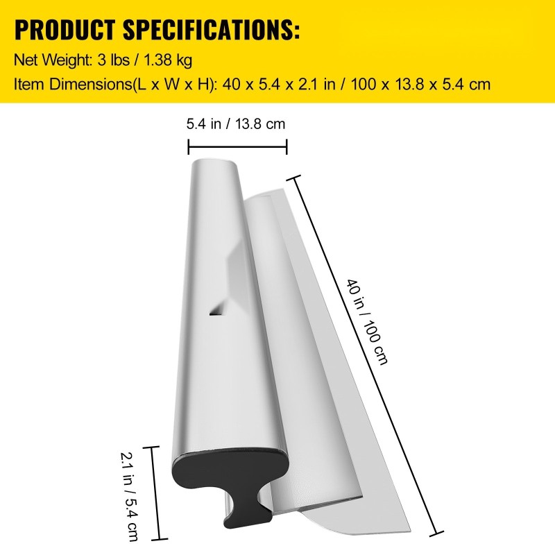 Tasoitusterä kipsilevyille 100 cm ruostumaton teräs 0,5 mm alumiinikahva 1 kpl