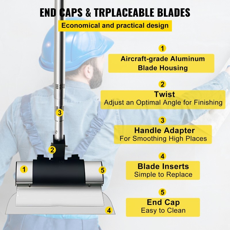 Tasoitusteräsarja ruostumatonta terästä 10 24 ja 32 tuumaa kipsilevyille säädettävällä jatkovarsilla