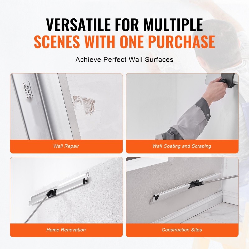 Tasoite ja lastasarja ruostumattomasta teräksestä teleskooppivarrella 862–2072 mm ilman terää