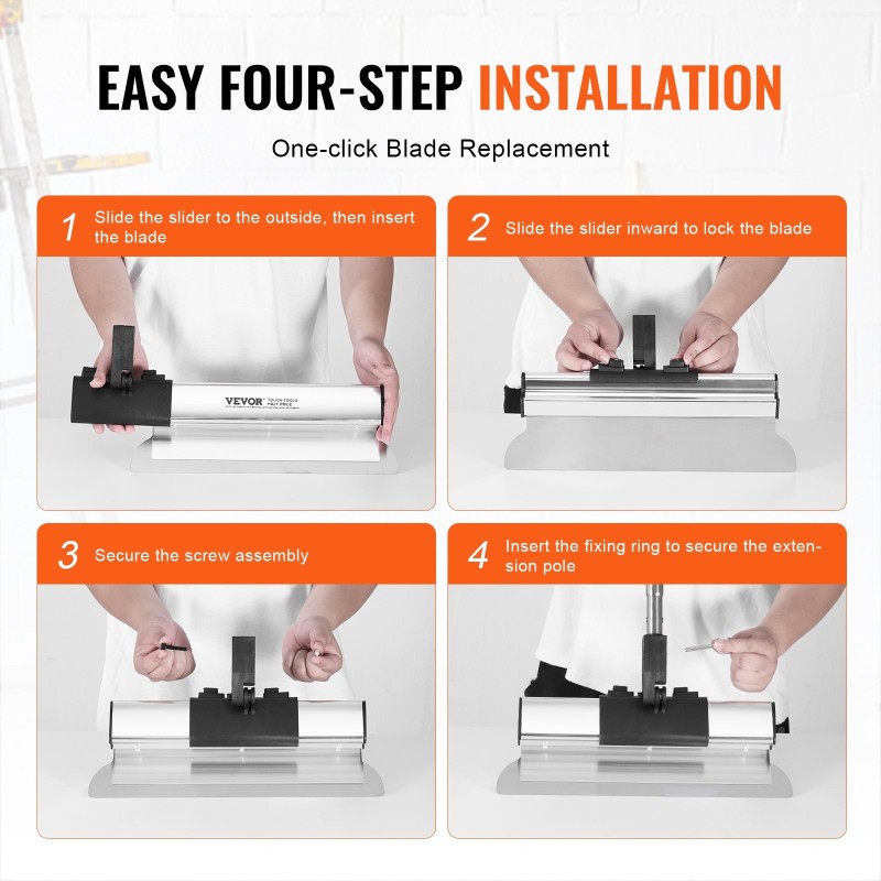 Tasoite- ja lastasetti ruostumattomasta teräksestä 5 terää 178–610mm säädettävä jatkovarsi 862–2072mm