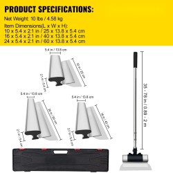 Kipsilevyjen tasoitusterät ruostumatonta terästä 10, 16 ja 24 tuumaa jatkovarsi 0,89–2 m