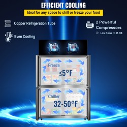 Pystymallinen jääkaappi-pakastin ruostumatonta terästä 780L neljä ovea liikekäyttöön