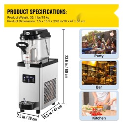 Slushikone 6L yhden säiliön ruostumaton teräsrunko elintarvikelaatuinen polykarbonaattisäiliö 300W 220V