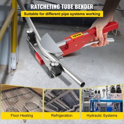 Putkentaivutin alumiiniseos 8–22 mm 7 taivutuspäätä räikkämekanismilla 90 asteen taivutukseen