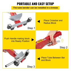 Putkentaivutin alumiiniseos 8–22 mm 7 taivutuspäätä räikkämekanismilla 90 asteen taivutukseen