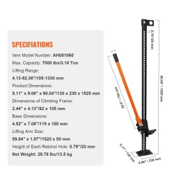 Maataloustunkki teräsrunkoinen 3,18 tonnia kapasiteetti 750 mm vipuvarsi