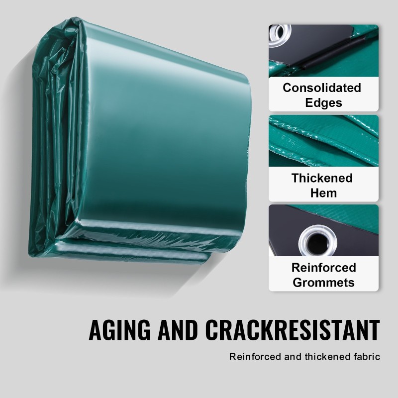 PVC-peite 5 x 9 m vedenpitävä vahvistetuilla reunoilla purjerenkaat 1 m välein