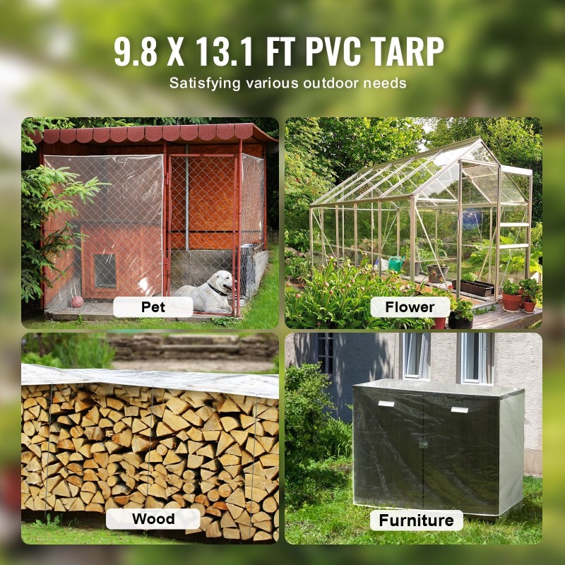 Läpinäkyvä PVC-pressu 3 x 4 m metallisilla purjerenkailla 100% vedenpitävä ulkokäyttöön