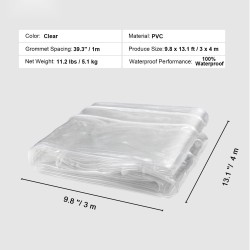 Läpinäkyvä PVC-pressu 3 x 4 m metallisilla purjerenkailla 100% vedenpitävä ulkokäyttöön