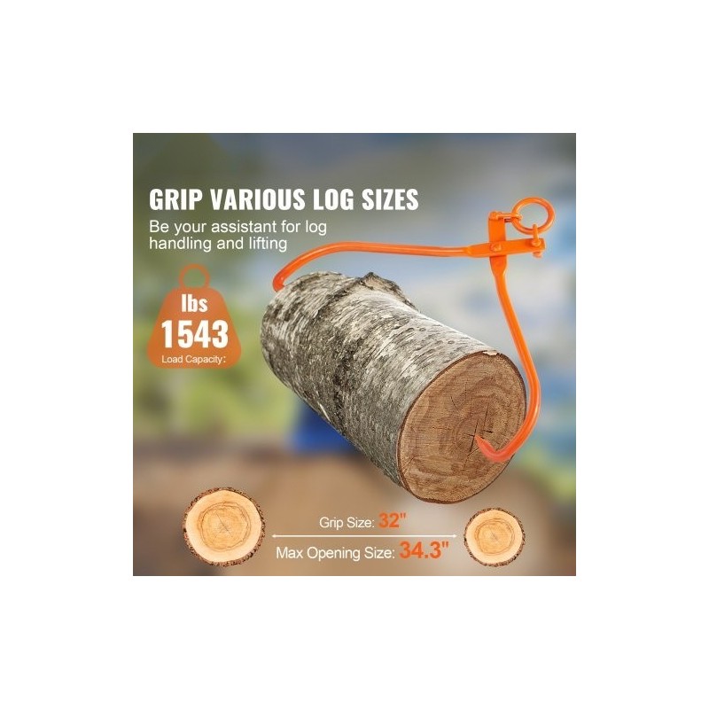 Puutavarapihdit teräksiset 32 tuuman tartunta 700 kg nostoon ja vetoon