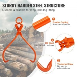 Puutavarapihdit teräksiset 32 tuuman tartunta 700 kg nostoon ja vetoon