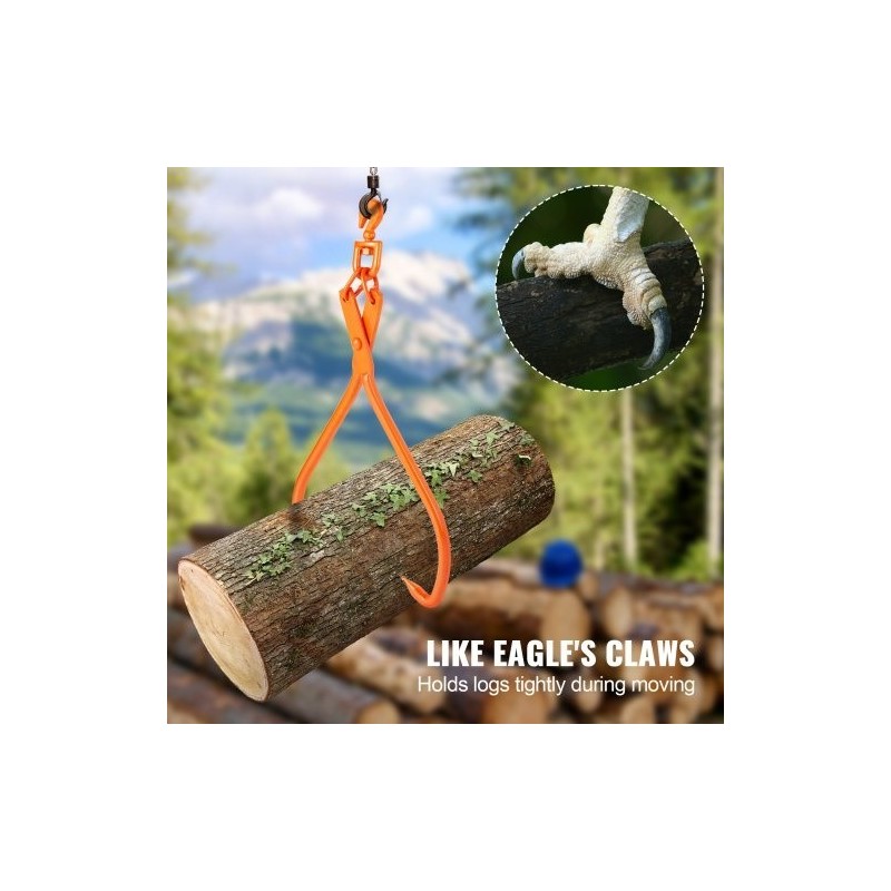 Teräksiset tukkikourat 32 tuuman tartuntakoolla kaksi koukkua 700 kg kantavuus