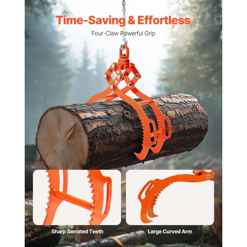 Tukinostopihdit nelihampaiset taotusta 45-teräksestä 914 mm avaus 1500 kg nostokyky