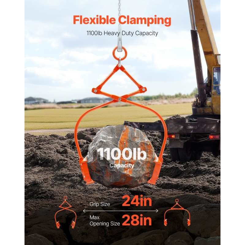 Kivinostopihdit teräs 609 mm 500 kg kantavuus kaksileukainen hammastettu