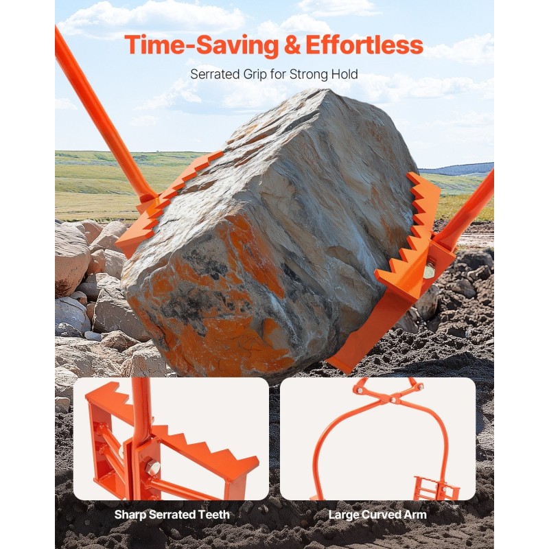 Kivinostopihdit teräs 609 mm 500 kg kantavuus kaksileukainen hammastettu