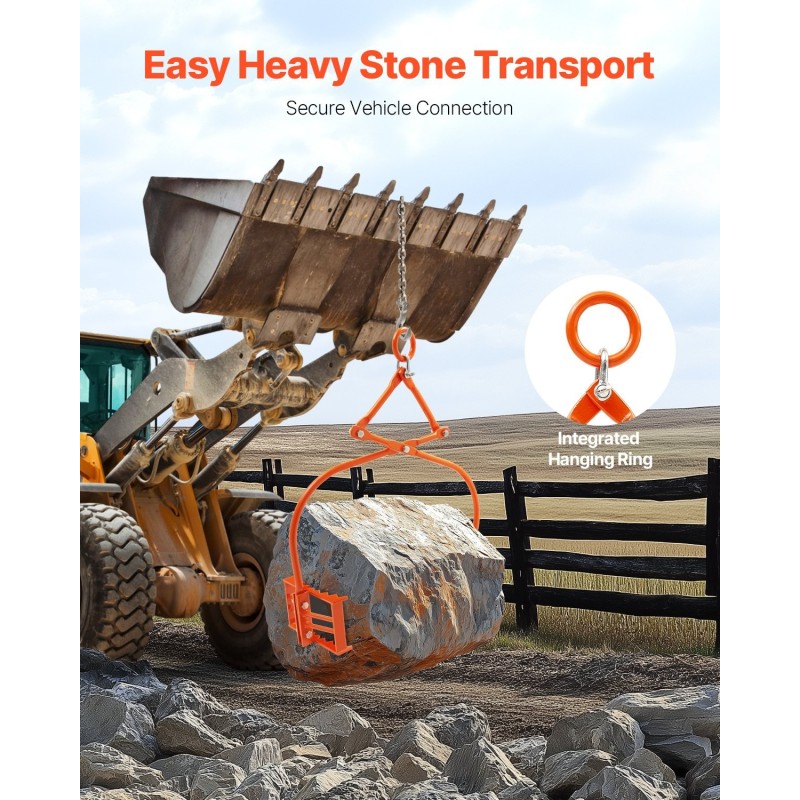 Kivinostopihdit teräs 609 mm 500 kg kantavuus kaksileukainen hammastettu