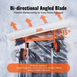 Lumilasta 37-tuumainen ABS-lapio 7-tuumaisilla pyörillä käännettävällä terällä U-muotoinen alumiinikahva