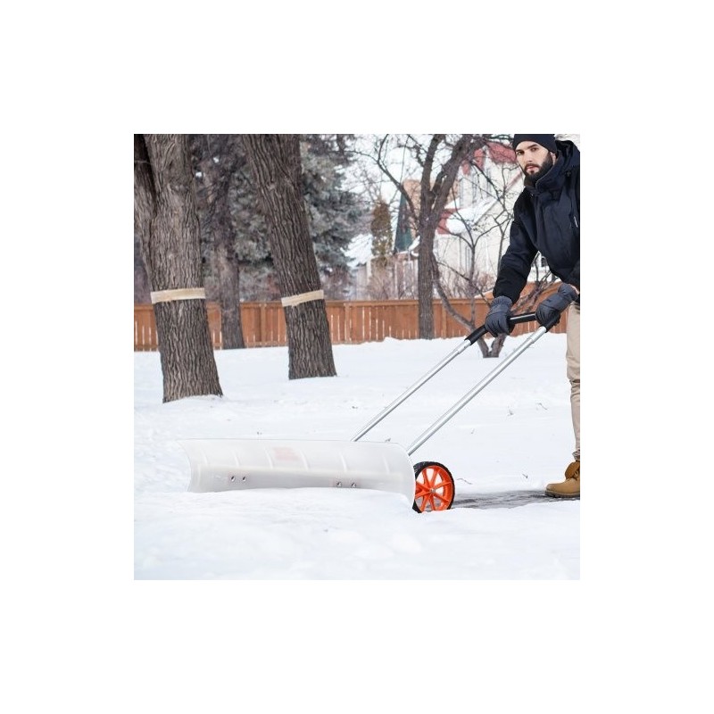 Lumilasta 37-tuumainen ABS-lapio 7-tuumaisilla pyörillä käännettävällä terällä U-muotoinen alumiinikahva