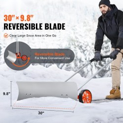 Lumityöntäjä 30-tuumainen kestävä alumiiniterä U-muotoinen kahva 7-tuumaiset pyörät