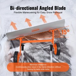 Lumityöntäjä 30-tuumainen kestävä alumiiniterä U-muotoinen kahva 7-tuumaiset pyörät