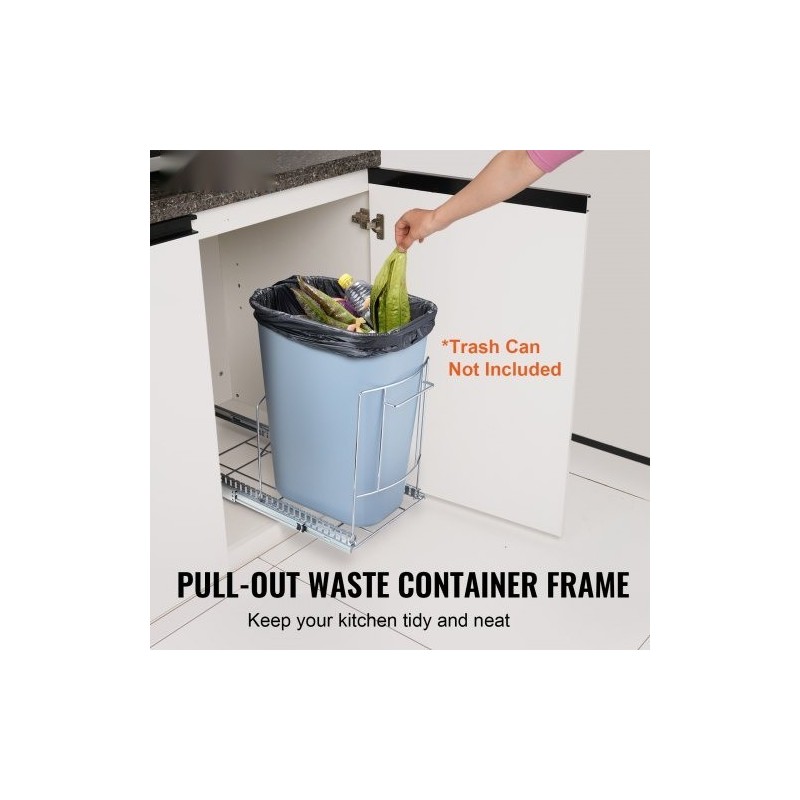 Ulosvedettävä jäteastia-alusta rautarunko 312x410x540 mm alakaappiin kantavuus 16 kg sileät liukukiskot