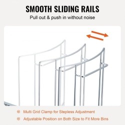 Ulosvedettävä jäteastia-alusta rautarunko 312x410x540 mm alakaappiin kantavuus 16 kg sileät liukukiskot