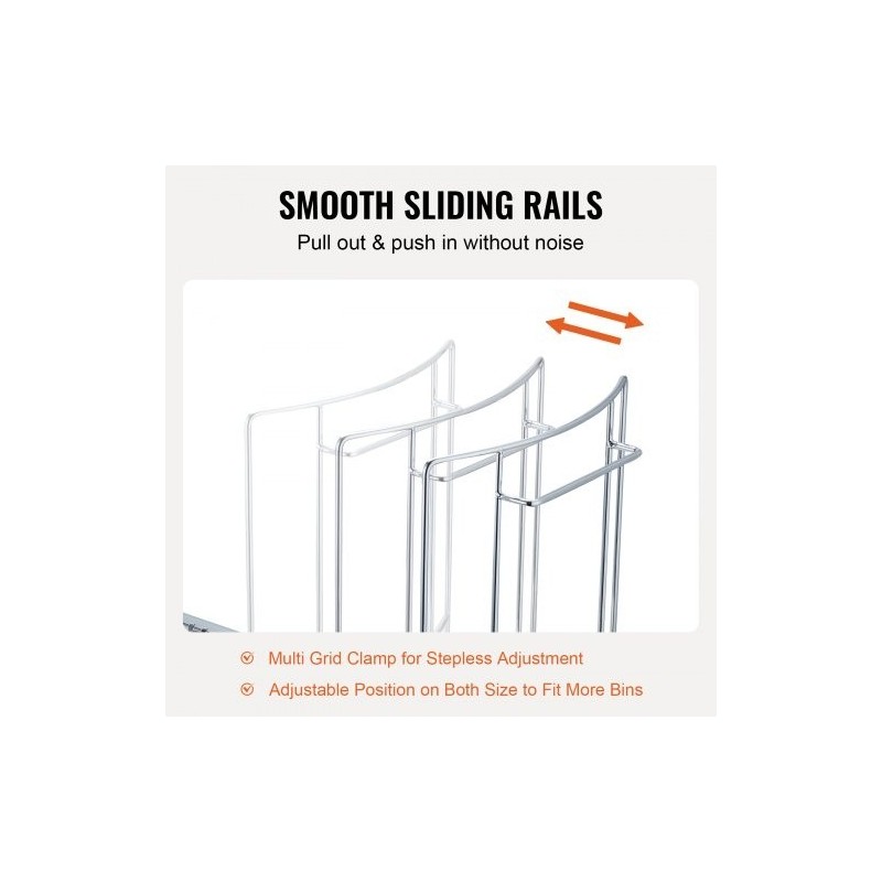 Ulosvedettävä jäteastia-alusta rautarunko 312x410x540 mm alakaappiin kantavuus 16 kg sileät liukukiskot