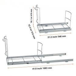 Ulosvedettävä jäteastia-alusta rautarunko 312x410x540 mm alakaappiin kantavuus 16 kg sileät liukukiskot