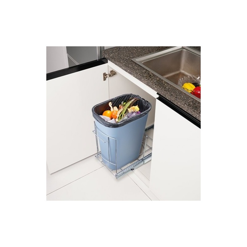 Ulosvedettävä jäteastia-alusta rautarunko 312x410x540 mm alakaappiin kantavuus 16 kg sileät liukukiskot