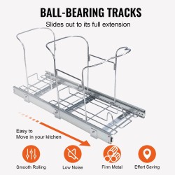 Vedettävä jäteastia 29 l PP-astiolla rautarungolla liukukiskoilla kahvalla alakaappiin