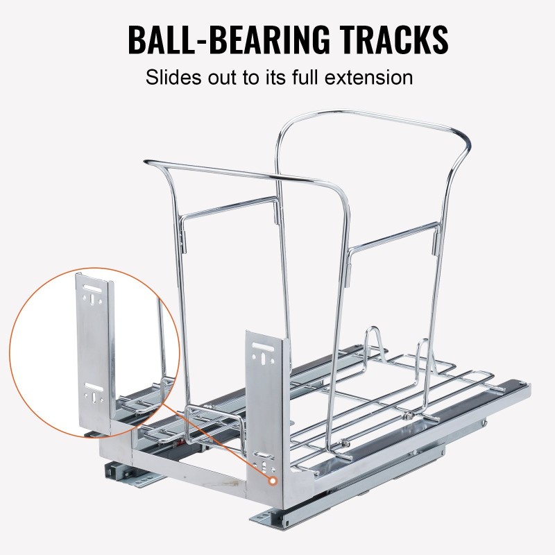 Ulosvedettävä alakaapin jäteastia 35 litraa yksittäisellä säiliöllä rautarungolla ovikiinnikkeellä