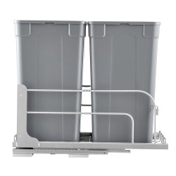 Ulosvedettävä jäteastia keittiökaappiin kaksiosainen 51 litraa PP-muovi harmaa pehmeäsulkeutuvat kiskot ovikiinnityssarja