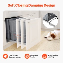 Ulosvedettävä kaksiosainen jäteastia polypropeeninen keittiökaappiin pehmeät kiskot