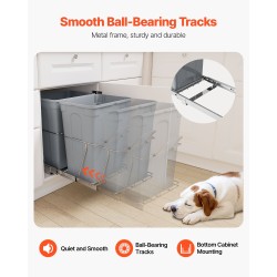 Vedettävä jäteastia keittiön kaappiin kaksoissäiliö muoviset säiliöt rautainen liukukisko