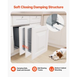 Ulosvedettävä alakaapin jäteastia PP-muovi kolmenkymmenen kilogramman kantavuus pehmeästi sulkeutuvat rautakiskot