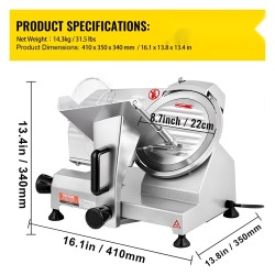 Sähköinen leikkelekone alumiinirunko kaksisataawattinen moottori kahdeksantuumainen hiiliteräs