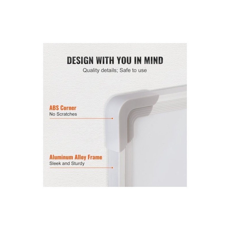 Magnettinen valkotaulu alumiinikehyksellä 457 x 610 mm mukana pyyhin ja 2 tussia