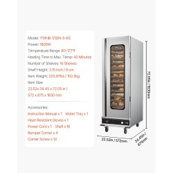 Lämpökaappi ruostumatonta terästä 16 säädettävää hyllyä lasinen ovi pizzoille