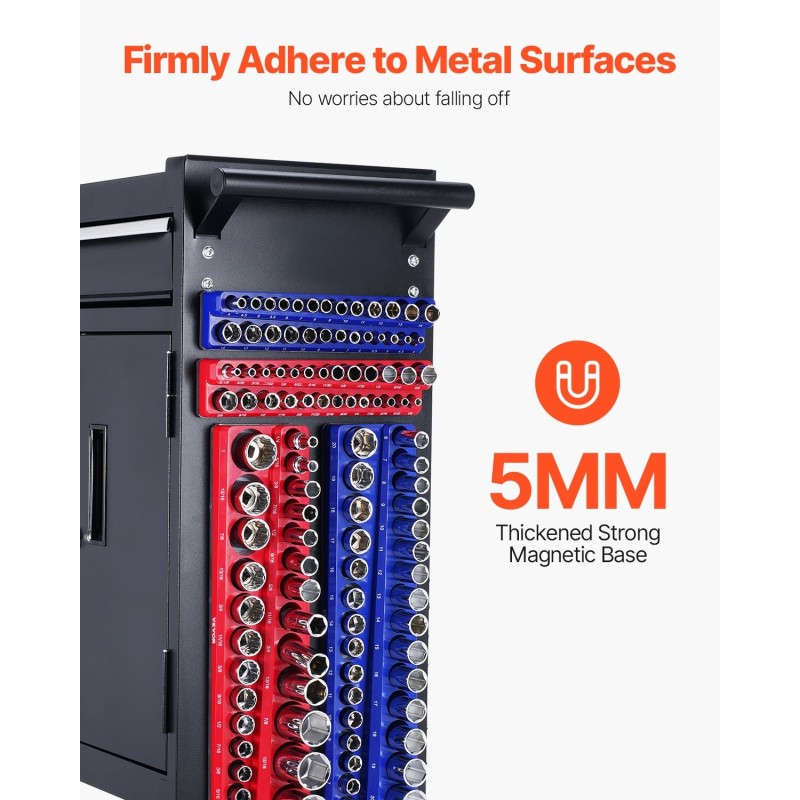 Magneettinen hylsyalusta ABS-muovi 4 kpl 1/4 ja 3/8 tuumaa tilaa 108 hylsylle