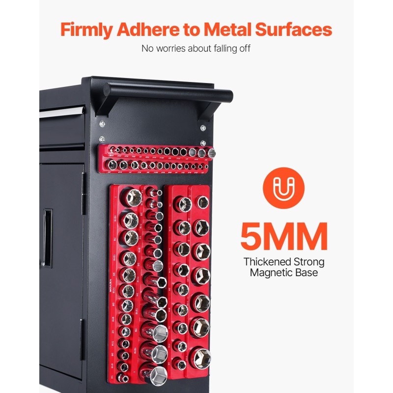 Hylsyjärjestelijäsarja magneettinen ABS-muovinen 3 kpl SAE jopa 68 hylsylle punainen